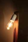 lampe, lame de bois de rose, pied en béton
